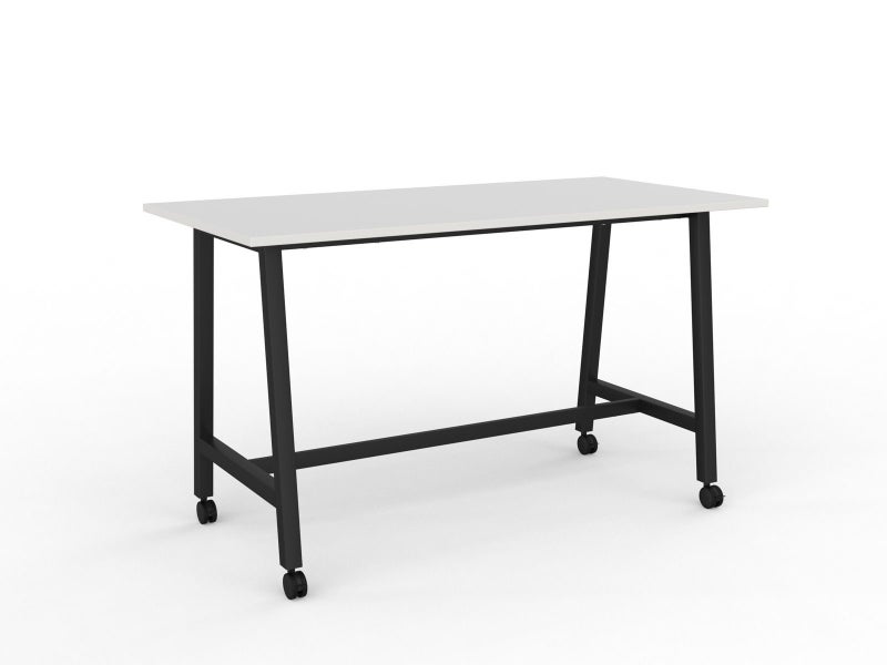 Knight's Cubit Bar Leaner Table with Castors, 1800mm x 900mm - Black Frame (C... Carousel 1