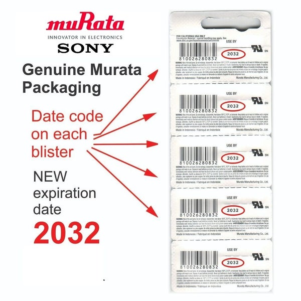 MURATA (SONY) 5pcs 3V CR2032 Watch Button Batteries CR 2032 Lithium Battery62935703783811112