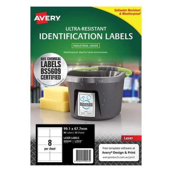 Avery Ultra Resistant Id Label L7914 White 8 Up 10 Sheets Laser 99.1x67.7mm Carousel 1