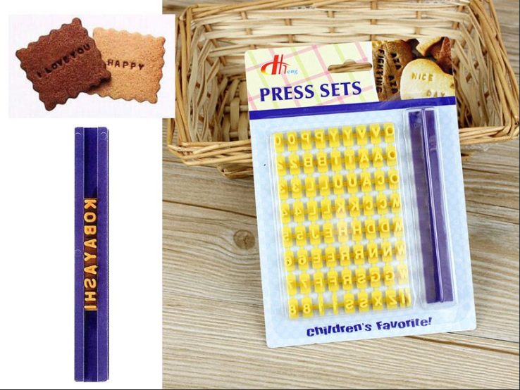 74pcs Alphabet Number & Letter Cookie Biscuit Stamp Carousel 1