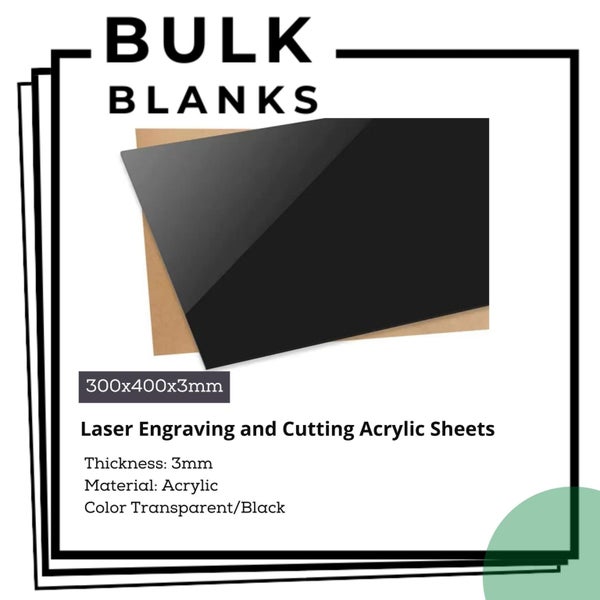 Bulk Blanks- Acrylic Sheets for Laser Engraving and Cutting- 4-Pack Transparent Carousel 1