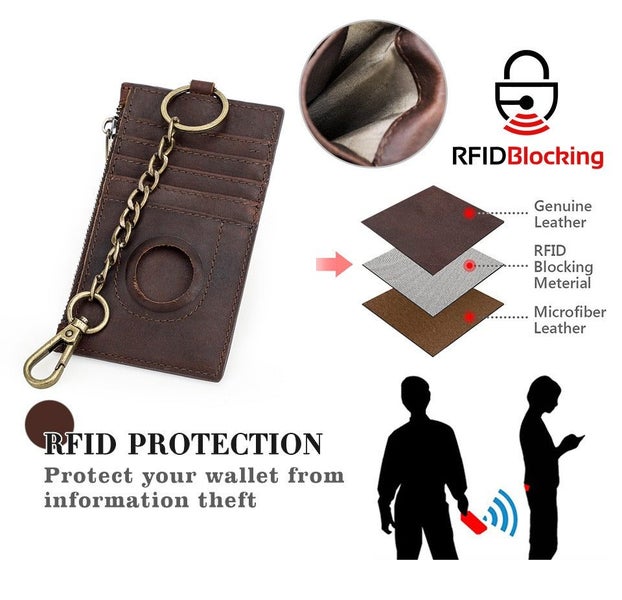 Genuine Leather RFID Wallet With AirTag Holder TC1058 | TOUCHANDCATCH NZ Carousel 6