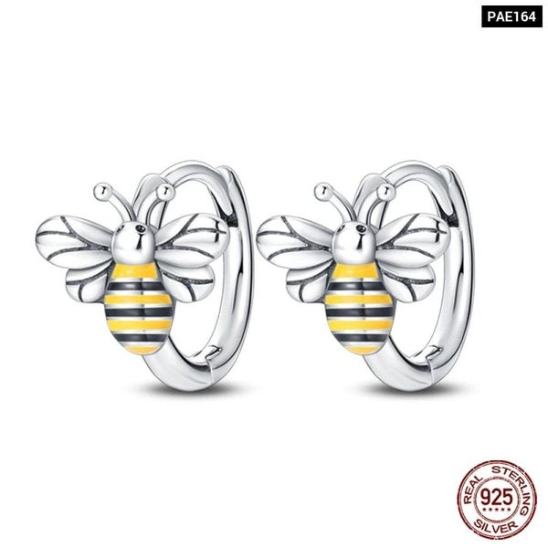 Sparkling Zircon Earrings 925 Sterling Silver Colourful Flower Butterfly Bee ... Carousel 1