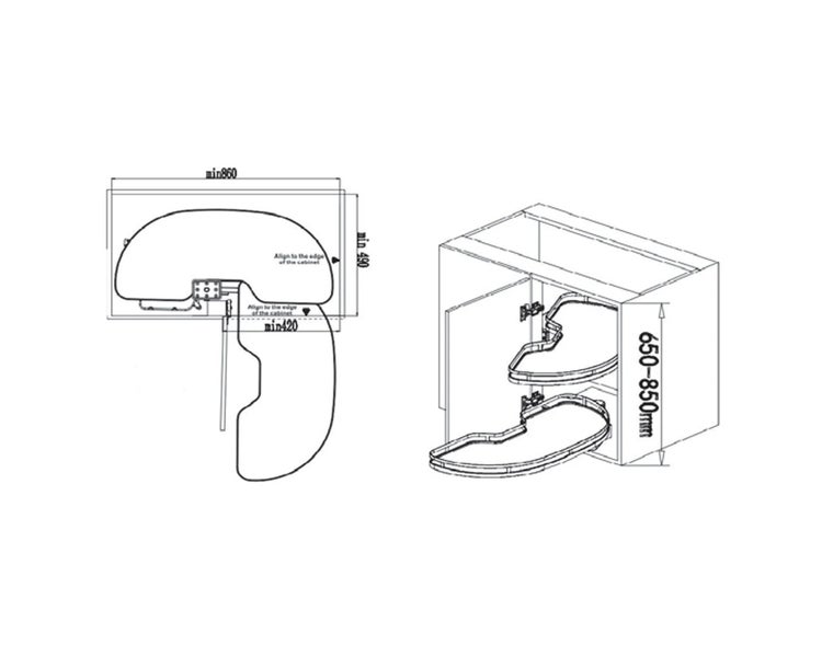 Swiveling tray for base blind corner, very Practical (Left and right) Carousel 2