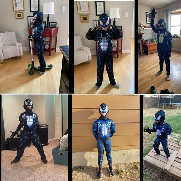 Kids Superhero Black Spider Venom Costume Ghost Costume Onesie 3D Carousel 2