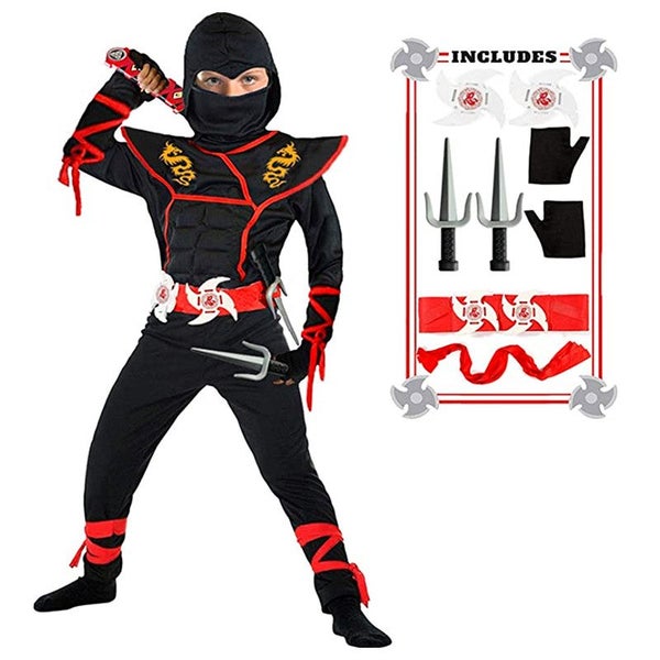 Kids Ninja Costume with Halloween Ninja Accessories Boys Dress Up Carousel 2