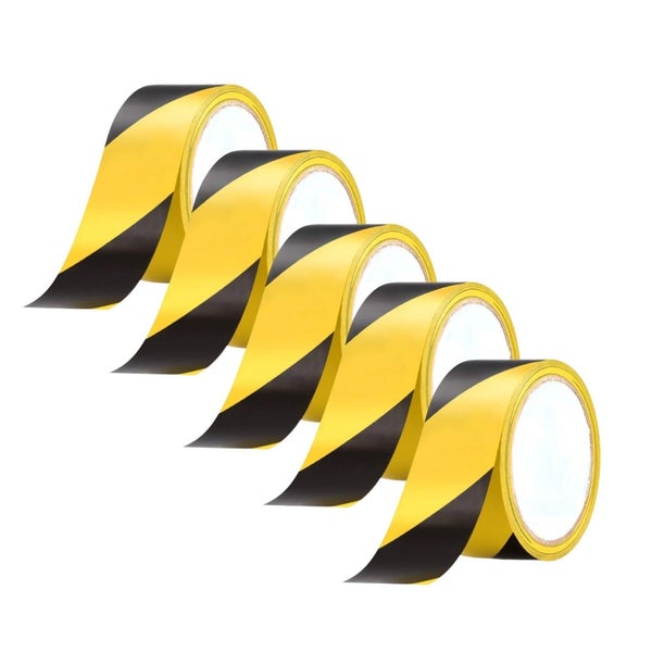 Dolphy Floor Marking Tape Zebra Lines (Pack of 5) - High Visibility Black & Y... Carousel 1