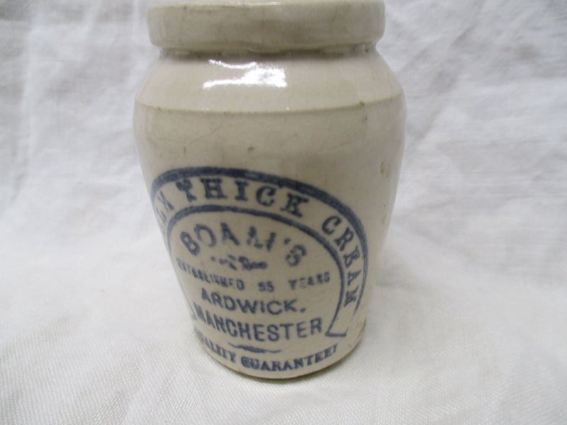 SR UM 1703 - Stoneware Miniature Boams Ardwick Manchester Double Thick Cream Pot Carousel 2