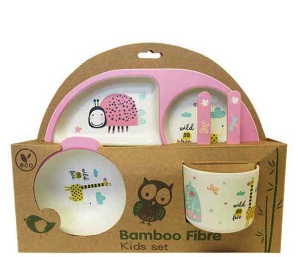 5 Piece Eco Kids Dinnerware Set: Ladybug Design Carousel 1