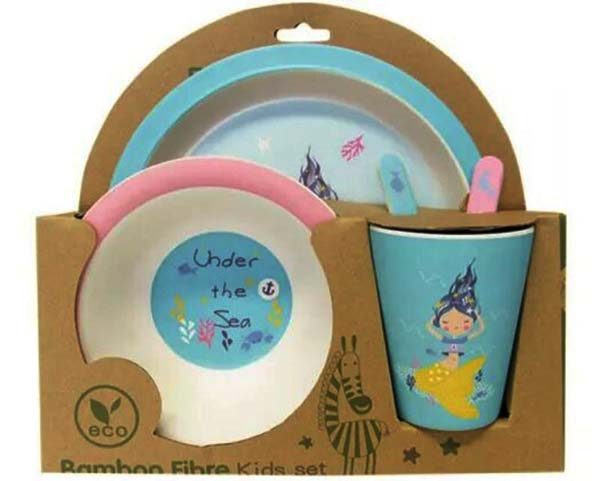 5 Piece Eco Kids Dinnerware Set: Mermaid Design Carousel 1