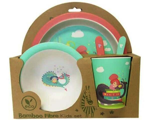 5 Piece Eco Kids Dinnerware Set: Dragon Design Carousel 1