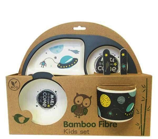 5 Piece Eco Kids Dinnerware Set: Space Design Carousel 1