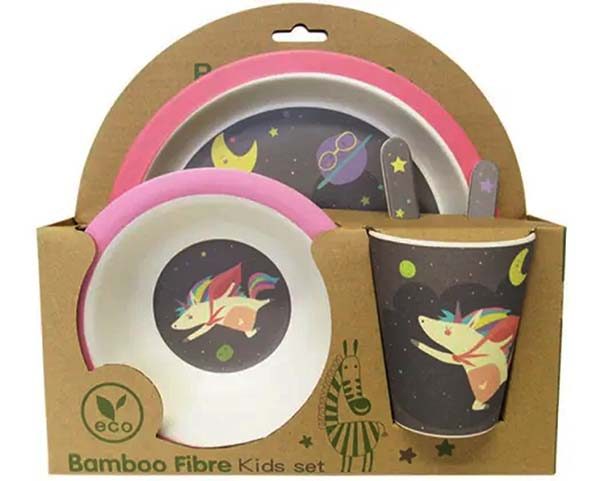 5 Piece Eco Kids Dinnerware Set: Unicorn Carousel 1
