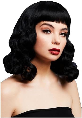 Fever High Quality Wig Black Short Fringe Wavy Shoulder Length, Centre Parting Carousel 1
