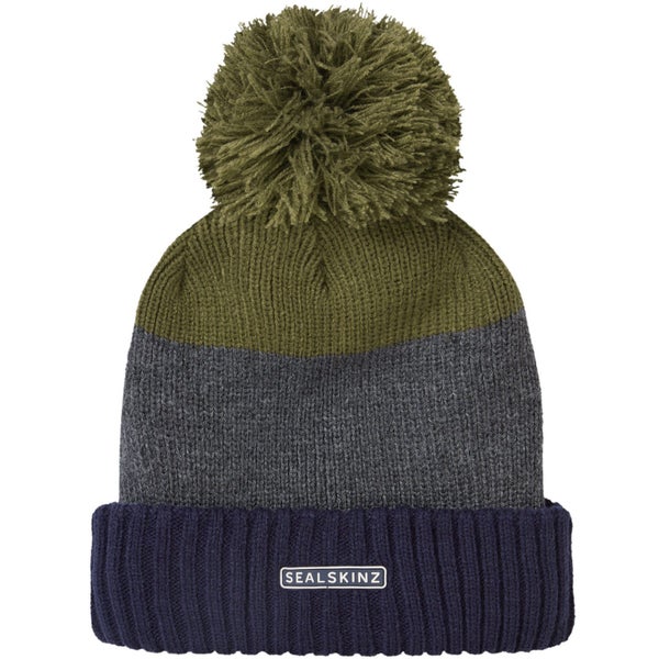 Sealskinz Unisex Flitcham Waterproof Bobble Hat - Navy/Grey/Olive - S/M Carousel 1