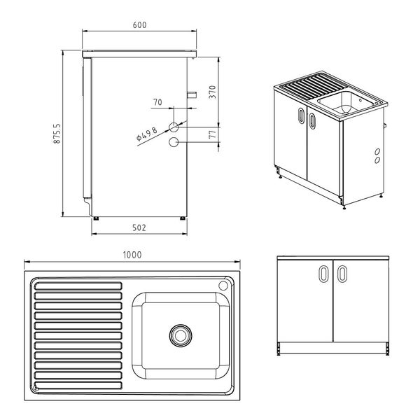 Vogue Alpine Laundry Cabinet with Removable 3 Baskets - 1000mm Carousel 2