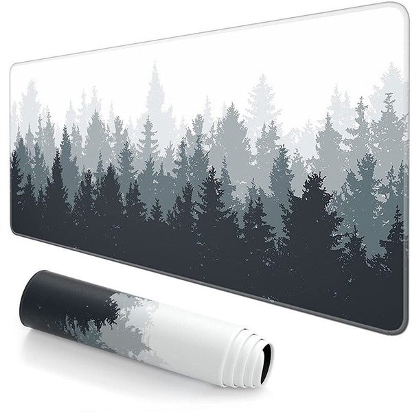 Hod Health & Home Extra Large Grey Forest Trees Rubber Gaming Mouse Pad Desk Mat Carousel 1