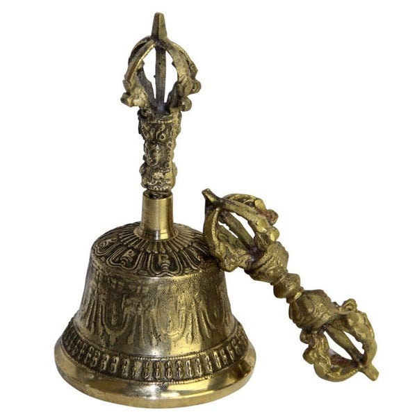 Brass Nepali Bell Home Decor Table Handicrafts Ideal For Puja Prayer Singing Bow Carousel 1