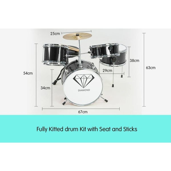 Children's 4pc Drum Kit - Black Carousel 2