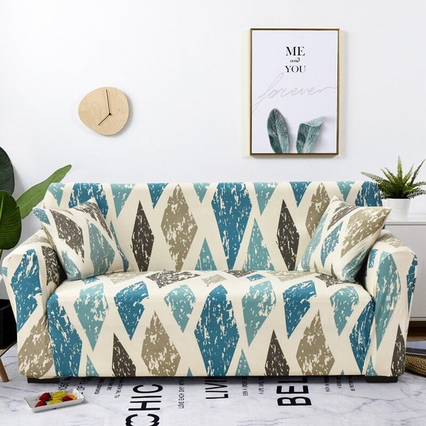 Anyseat 1 Seater Sofa Cover Khaki Blue Style and Protection For Living Room S... Carousel 2