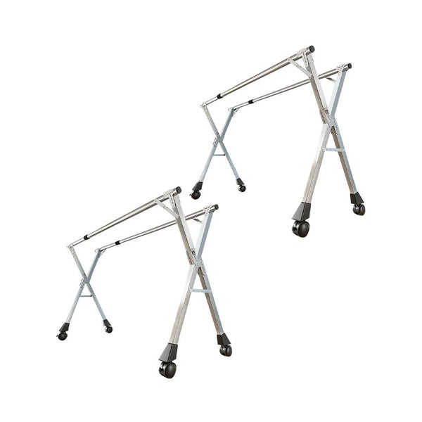 SOGA 2X 2.4m Portable Standing Clothes Drying Rack Foldable Space-Saving Laun... Carousel 1