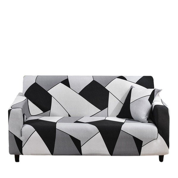 Anyseat 4 Seater Sofa Cover Black White Geometric Style and Protection For Li... Carousel 1