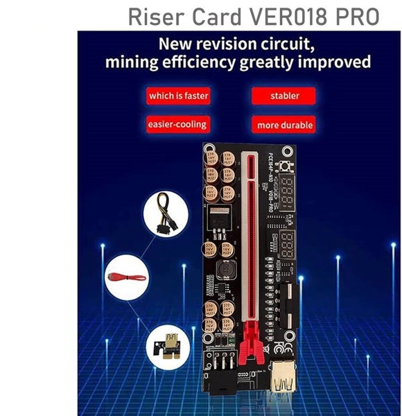 VER018 PRO PCIe PCI-E 1X To 16X GPU Riser Adapter For Cryptocurrency Mining Carousel 7