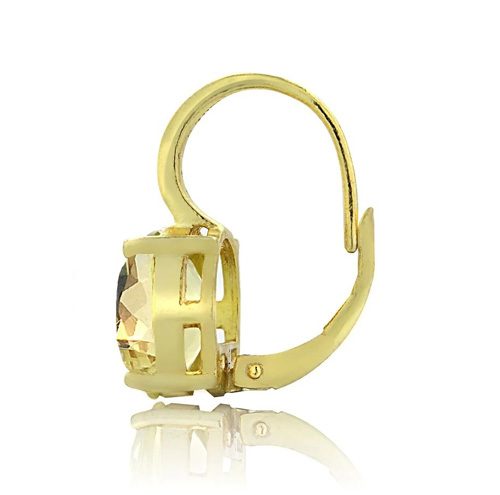*CLEARANCE*Little Oval-Cut Citrine & CZ Diamond Huggie Earrings / 18KGP Gold Carousel 2