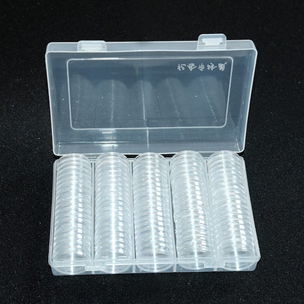 100pcs 27/30mm Coin Capsule box holder Capsules Container with Carousel 6