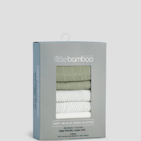 Little Linen Little Bamboo Muslin Washers 6pk Bayleaf Carousel 1
