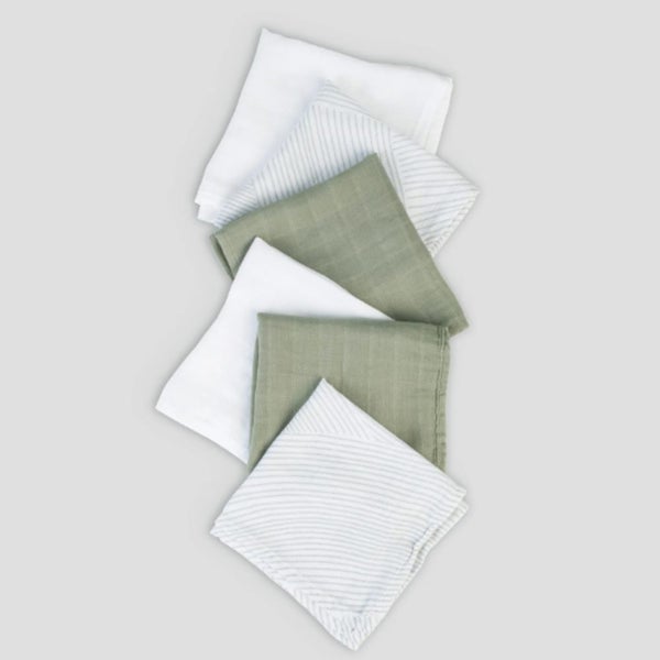 Little Linen Little Bamboo Muslin Washers 6pk Bayleaf Carousel 2