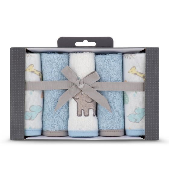 Little Linen Towelling Washer 5Pk - Safari Bear Carousel 1