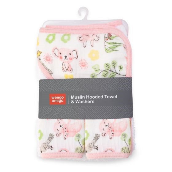 Little Linen Weegoamigo Hooded Towel + Washers Kimmy Koala Carousel 1