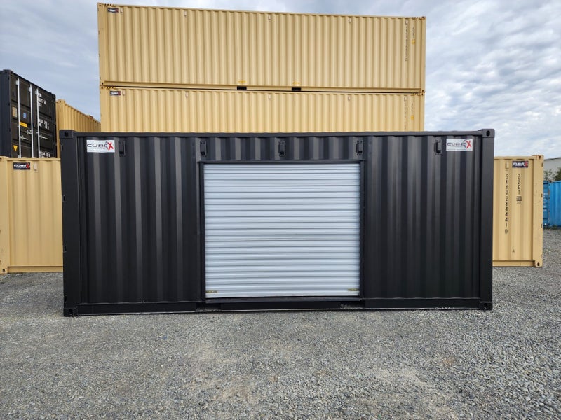 20ft GP Black container fitted with new roller door ( In Cromwell now ) Carousel 1
