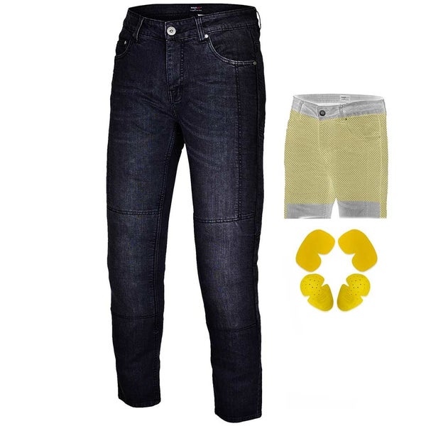 RIDERACT Men Reinforced Motorcycle Riding Jeans Black Carousel 1