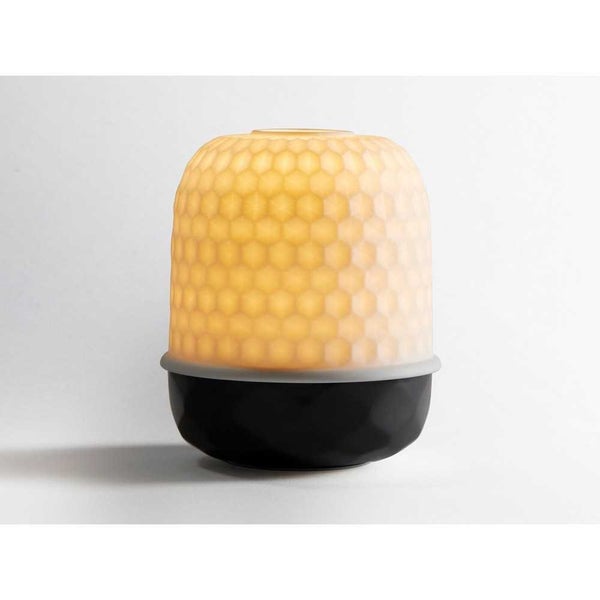 Bernardaud White & Matte Black Diamond Candle Holder w / Votive Carousel 1