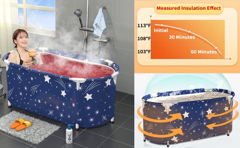 Foldable Bathtub |Portable Bathtub |Freestanding Japanese Soaking Bath Tub 140cm Carousel 8