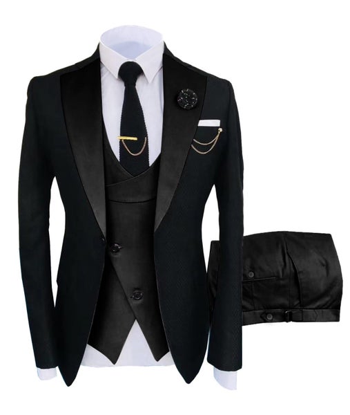 Three Piece Men Suits for Wedding Party Business Formal Groom Tuxedos Carousel 1