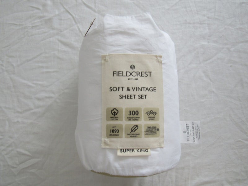 Sheet Set - Fieldcrest Soft & Vintage - White- 100% Cotton - 300TC - FoxNoble SK Carousel 2