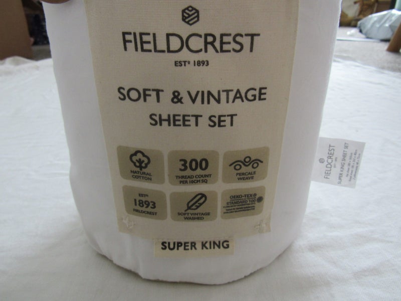 Sheet Set - Fieldcrest Soft & Vintage - White- 100% Cotton - 300TC - FoxNoble SK Carousel 1
