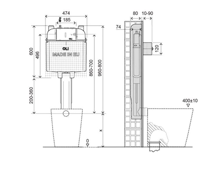 MATT BLACK SLIM BACK TO WALL PAN PACKAGE63003577016705112