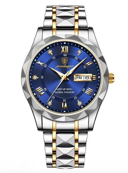 Men's Stainless Steel Executive Watch with Gold Accents629500044691221118