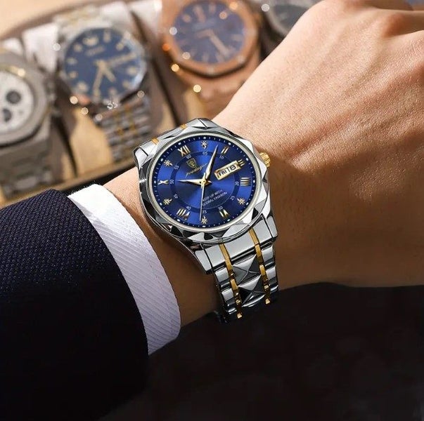 Men's Stainless Steel Executive Watch with Gold Accents62950004469122112