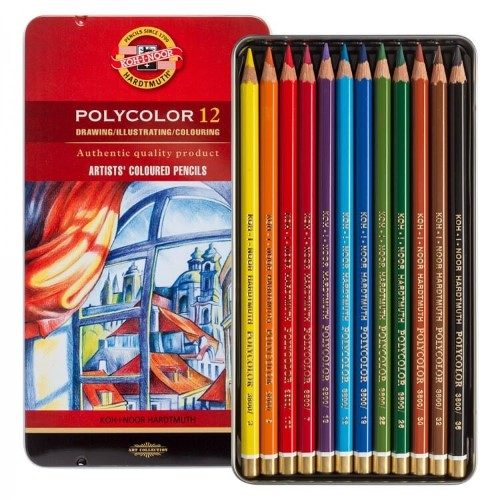 Artist Pencils - 3822 Polycolor Colour Pencils 12 Carousel 1