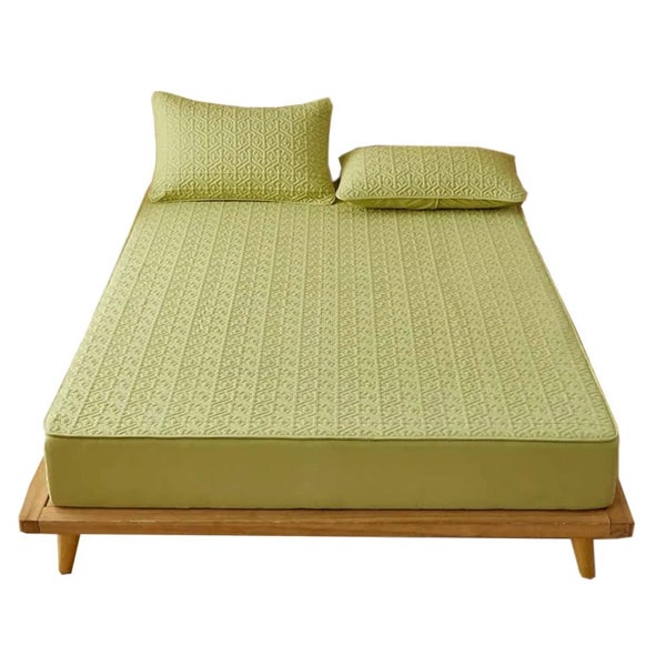 Anycozy Mattress Cover Green 100x200cm Pure Cotton Soft Quilted Bed Sheet Ant... Carousel 1