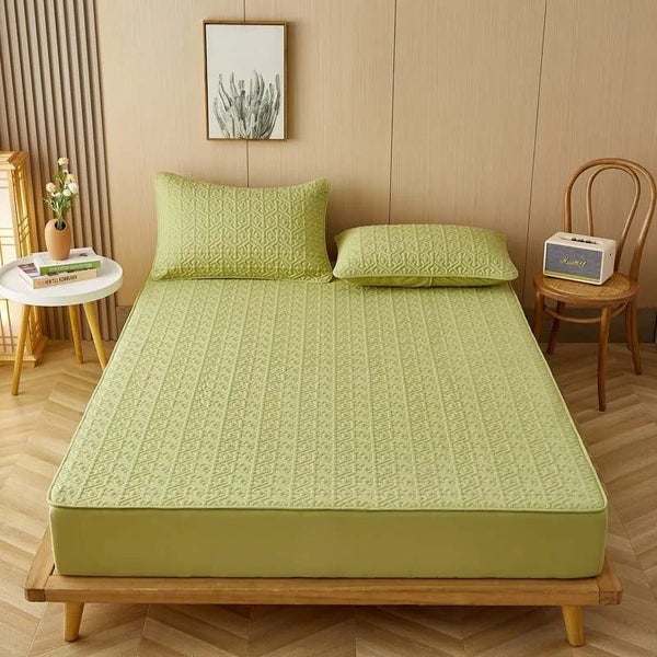 Anycozy Mattress Cover Green 100x200cm Pure Cotton Soft Quilted Bed Sheet Ant... Carousel 2
