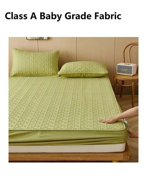 Anycozy Mattress Cover Green 100x200cm Pure Cotton Soft Quilted Bed Sheet Ant... Carousel 9