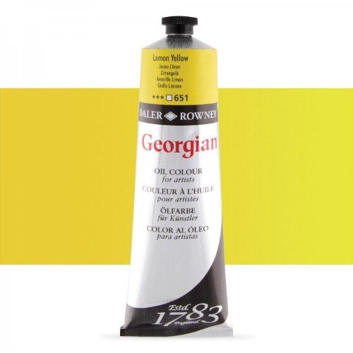 Daler Rowney Georgian Oil Paints 225ml LEMON YELLOW 651 Carousel 1