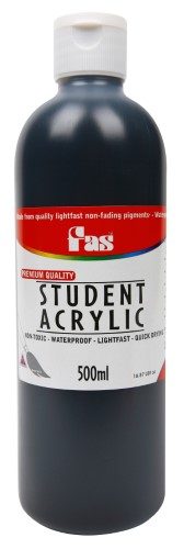 Acrylic Paint - Fas Student Acrylic 500ml Black Carousel 1