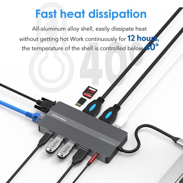 12 in 1 Type C USB HUB C Docking Station Adapter/Ether Net Lan Carousel 1